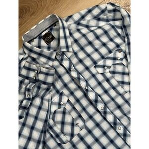 7 Seven Diamonds Mens XXL Western Plaid Peal Snap Long Sleeve Shirt Sawtooth